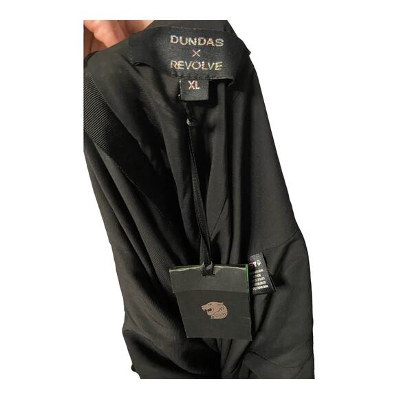 Dundas x Revolve Stardust Ruched Maxi Dress Long Sleeve Side Slit Black Ruby XL - Picture 8 of 14